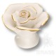 Ручка кнопка в форме розы, керамика ручной работы, цвет белый с золотом